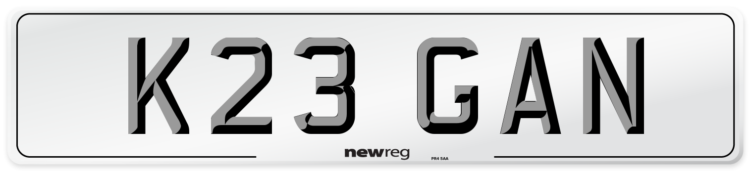 K23 GAN Number Plate from New Reg